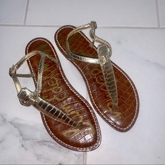 sam edelman gold flat sandals